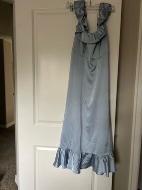 Show Me Your MuMu Pale Blue Ruffle Halter Maxi Dress